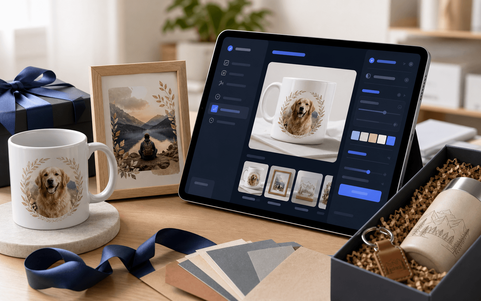 Giftmaker.ai concept showing personalized gift previews and custom gift items