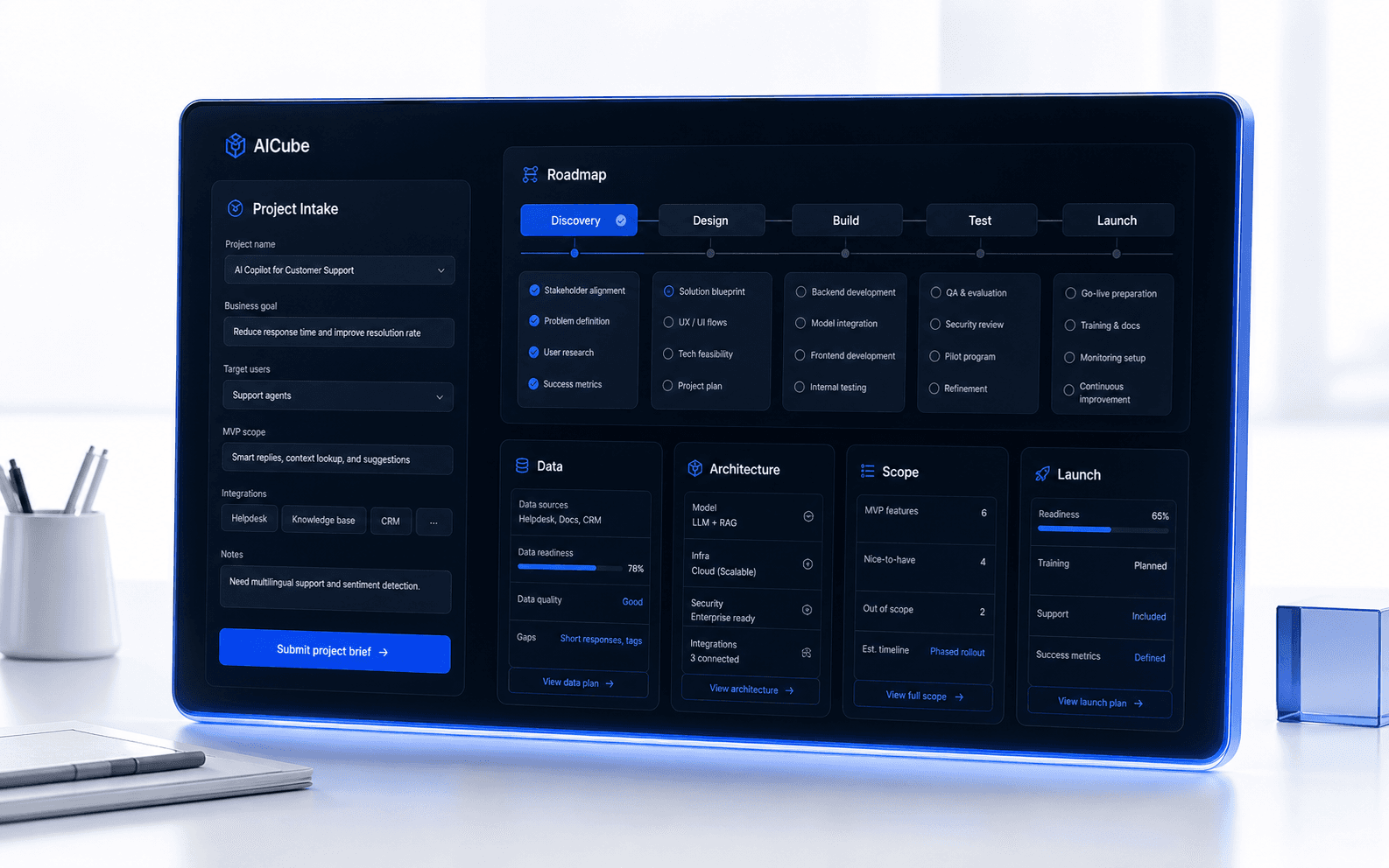 AI Cube company contact interface